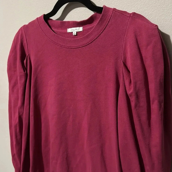 Z Supply Crew Neck pullover Sweatshirt, small. EUC. Dark pink. 100% cotton. - Picture 3 of 8